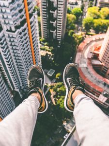 Preview wallpaper feet, roof, sneakers, solitude