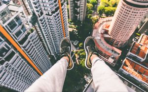 Preview wallpaper feet, roof, sneakers, solitude