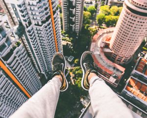 Preview wallpaper feet, roof, sneakers, solitude