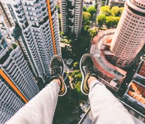 Preview wallpaper feet, roof, sneakers, solitude