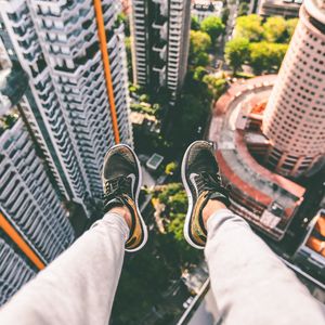 Preview wallpaper feet, roof, sneakers, solitude