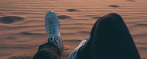 Preview wallpaper feet, sand, desert, dunes, journey