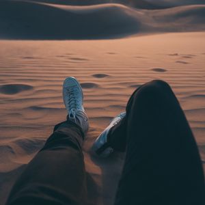 Preview wallpaper feet, sand, desert, dunes, journey