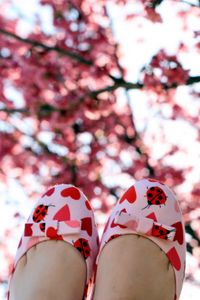 Preview wallpaper feet, shoes, branches, wood, positive