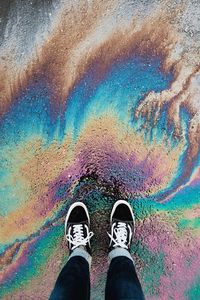 Preview wallpaper feet, sneakers, color, vibrant, stains