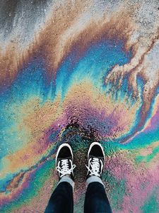 Preview wallpaper feet, sneakers, color, vibrant, stains