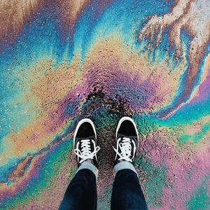 Preview wallpaper feet, sneakers, color, vibrant, stains