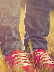 Preview wallpaper feet, sneakers, grass