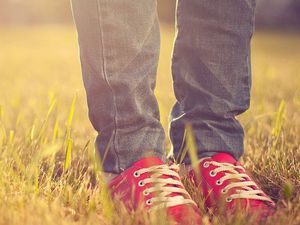 Preview wallpaper feet, sneakers, grass