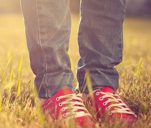 Preview wallpaper feet, sneakers, grass