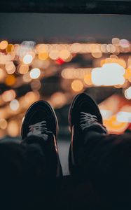 Preview wallpaper feet, sneakers, shoes, bokeh, blur