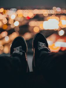 Preview wallpaper feet, sneakers, shoes, bokeh, blur