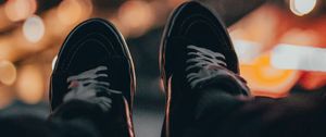 Preview wallpaper feet, sneakers, shoes, bokeh, blur