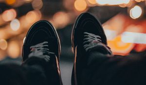 Preview wallpaper feet, sneakers, shoes, bokeh, blur