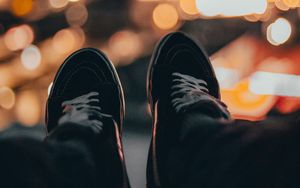 Preview wallpaper feet, sneakers, shoes, bokeh, blur