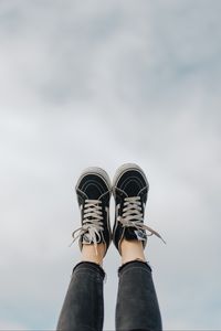 Preview wallpaper feet, sneakers, shoes, black, white