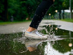 Preview wallpaper feet, sneakers, spray, splash, reflection