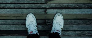 Preview wallpaper feet, sneakers, white, parquet, floor