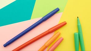 Preview wallpaper felttip pens, multicolored, paper, surface