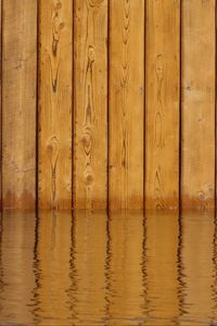 Preview wallpaper fence, boards, wood, water, reflection, brown