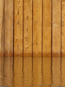 Preview wallpaper fence, boards, wood, water, reflection, brown