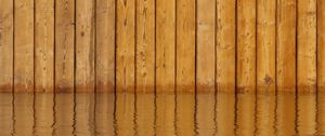 Preview wallpaper fence, boards, wood, water, reflection, brown