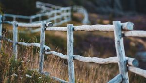 Preview wallpaper fence, fencing, wooden, meadow, pasture