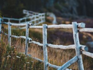 Preview wallpaper fence, fencing, wooden, meadow, pasture
