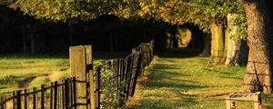 Preview wallpaper fence, grass, trees