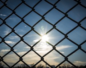 Preview wallpaper fence, grid, sun, light