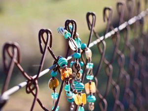 Preview wallpaper fence, jewelry, macro, bracelet, beads, background, nature, moods, accessory, net
