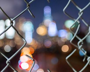 Preview wallpaper fence, lights, blur, bokeh