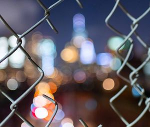 Preview wallpaper fence, lights, blur, bokeh