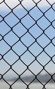 Preview wallpaper fence, mesh, metal, sky, blue