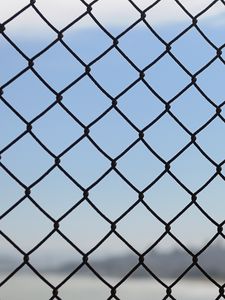 Preview wallpaper fence, mesh, metal, sky, blue