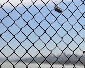 Preview wallpaper fence, mesh, metal, sky, blue
