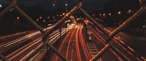 Preview wallpaper fence, mesh, road, night