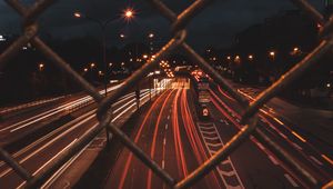 Preview wallpaper fence, mesh, road, night