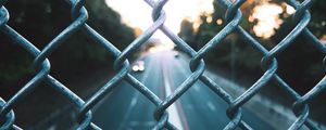 Preview wallpaper fence, mesh, sunlight, metal