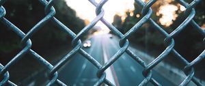 Preview wallpaper fence, mesh, sunlight, metal