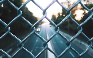Preview wallpaper fence, mesh, sunlight, metal