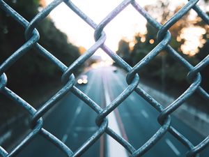 Preview wallpaper fence, mesh, sunlight, metal