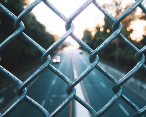 Preview wallpaper fence, mesh, sunlight, metal