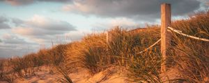 Preview wallpaper fence, sand, grass, beach