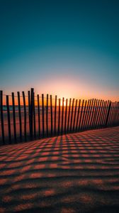 Preview wallpaper fence, shadow, sunset, sand