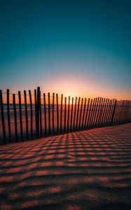 Preview wallpaper fence, shadow, sunset, sand