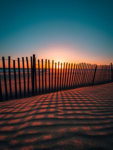 Preview wallpaper fence, shadow, sunset, sand