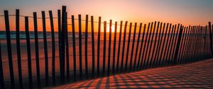 Preview wallpaper fence, shadow, sunset, sand