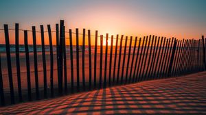 Preview wallpaper fence, shadow, sunset, sand
