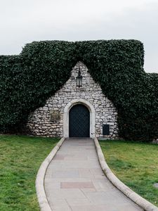 Preview wallpaper fence, stone, door, path, ivy